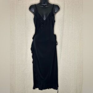 Black Ruffle Slip Dress - Bisou Bisou